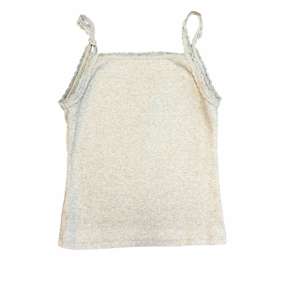 American Eagle Lace-Trim Ribbed Tank Cami in Light Beige - Size S - Picture 5 of 6